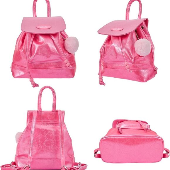 Pink Mini Backpack Leather Girls Women Adjustable Straps Travel School main image 9